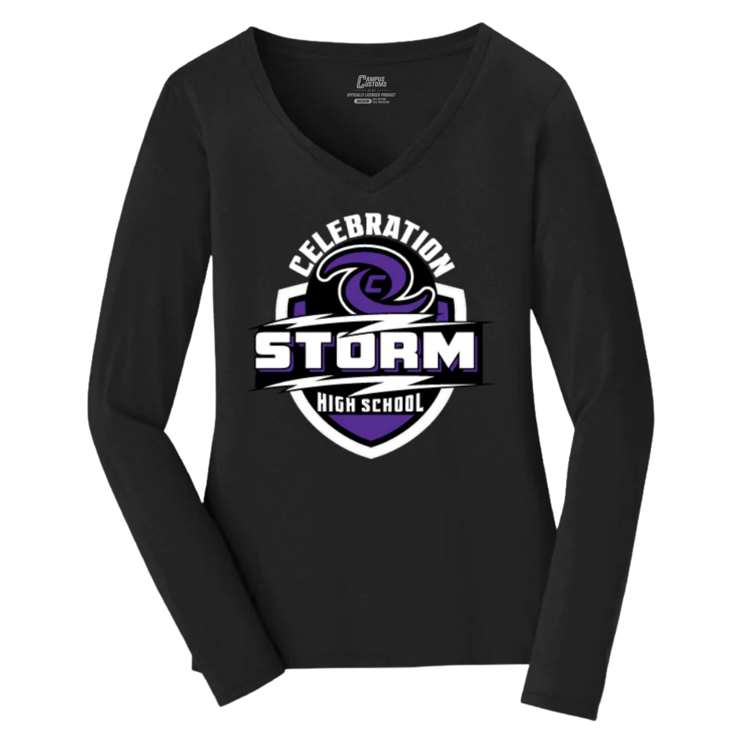 Celebration High School Ladies Storm Long Sleeve Cotton V-Neck