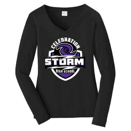 Ladies Storm Long Sleeve Cotton V-Neck